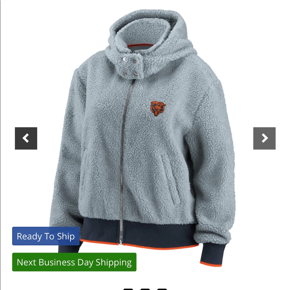 NWT Chicago Bears Erin Andrew’s sherpa hoodie zip up jacket